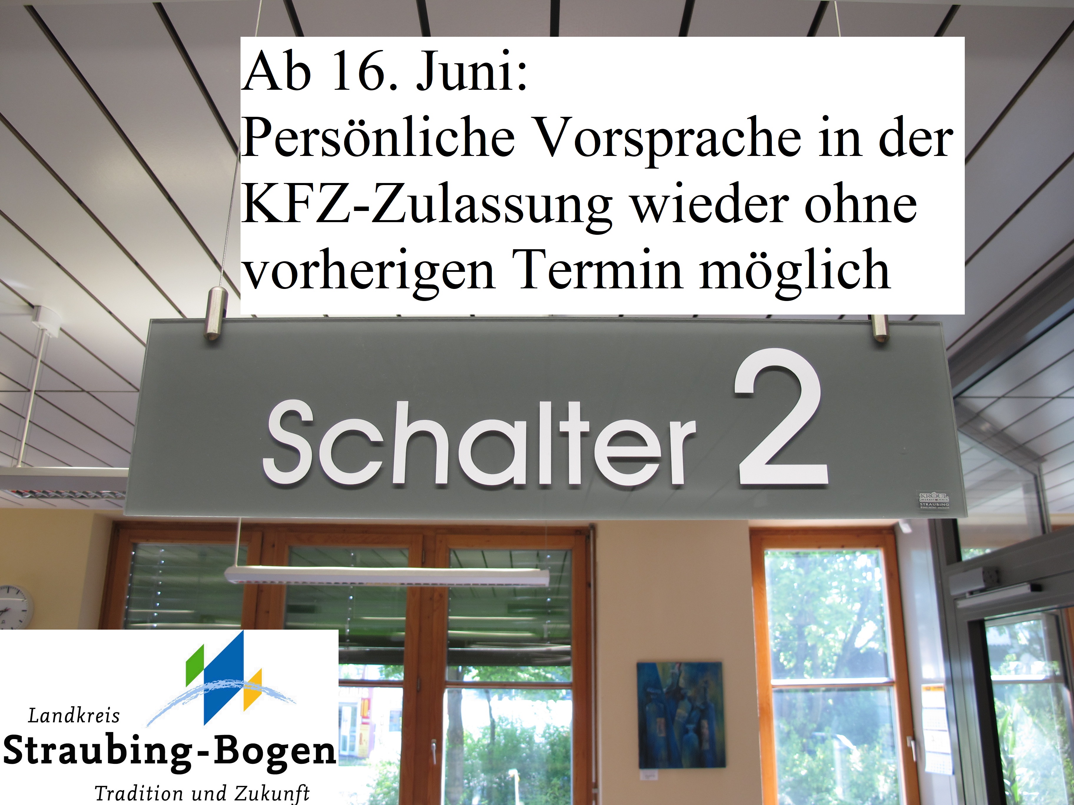 Ab 16. Juni auch wieder persönliche Vorsprachen  in der KFZ-Zulassung des Landratsamtes ohne vorherige Terminvereinbarung möglich 