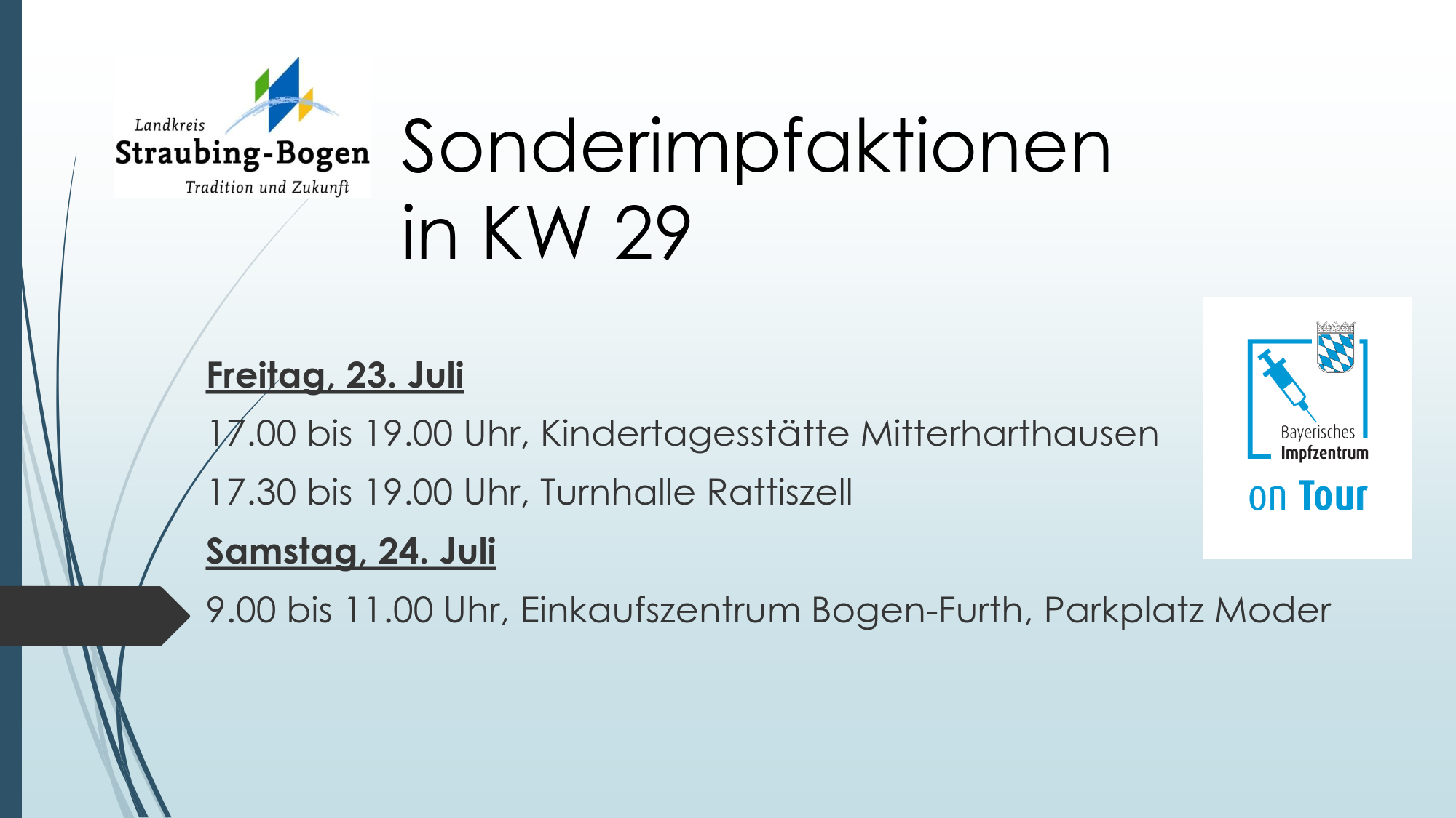 Weiteres dezentrales Impfangebot am Samstag in Bogen-Furth