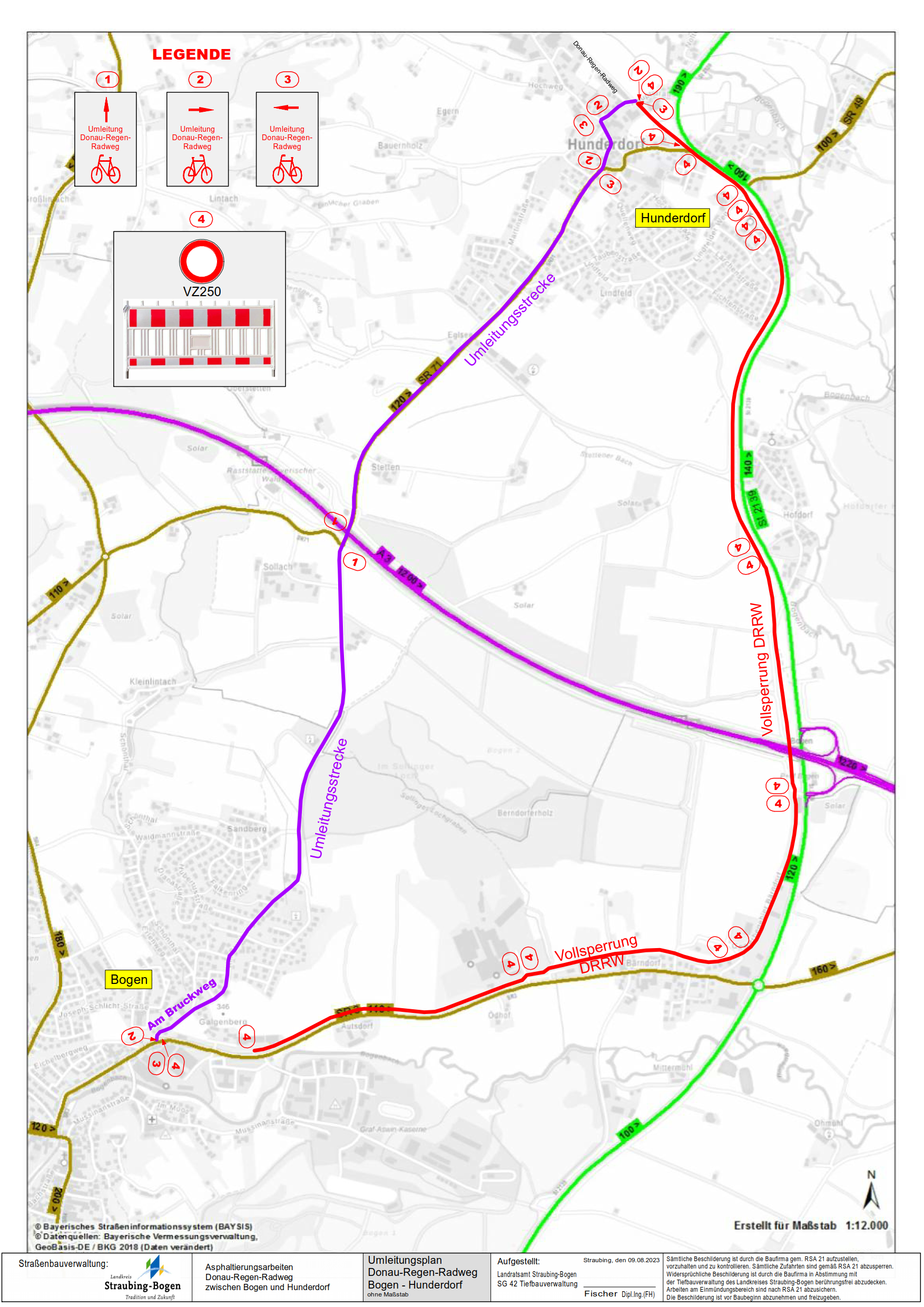  Donau-Regen-Radweg zwischen Bogen und Hunderdorf  von 16. bis 25. August gesperrt 