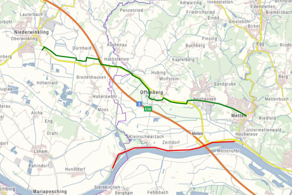 Donauradweg Mariaposching - Metten gesperrt