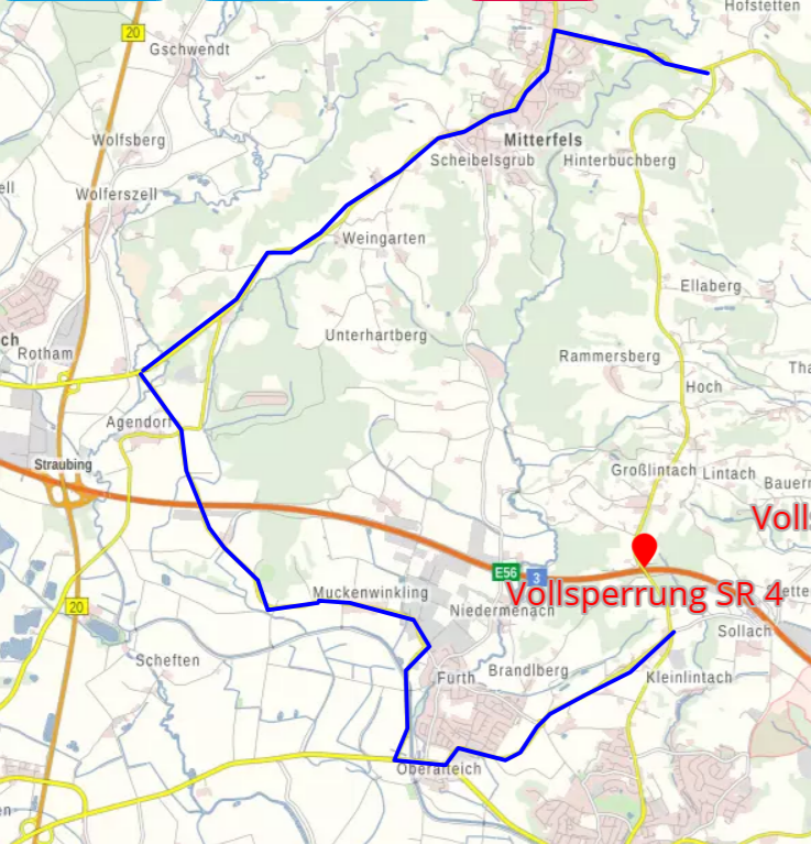 Kreisstraße SR 4 bei Großlintach gesperrt