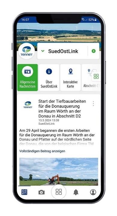 SuedOstLink Bau-App von TenneT verfügbar