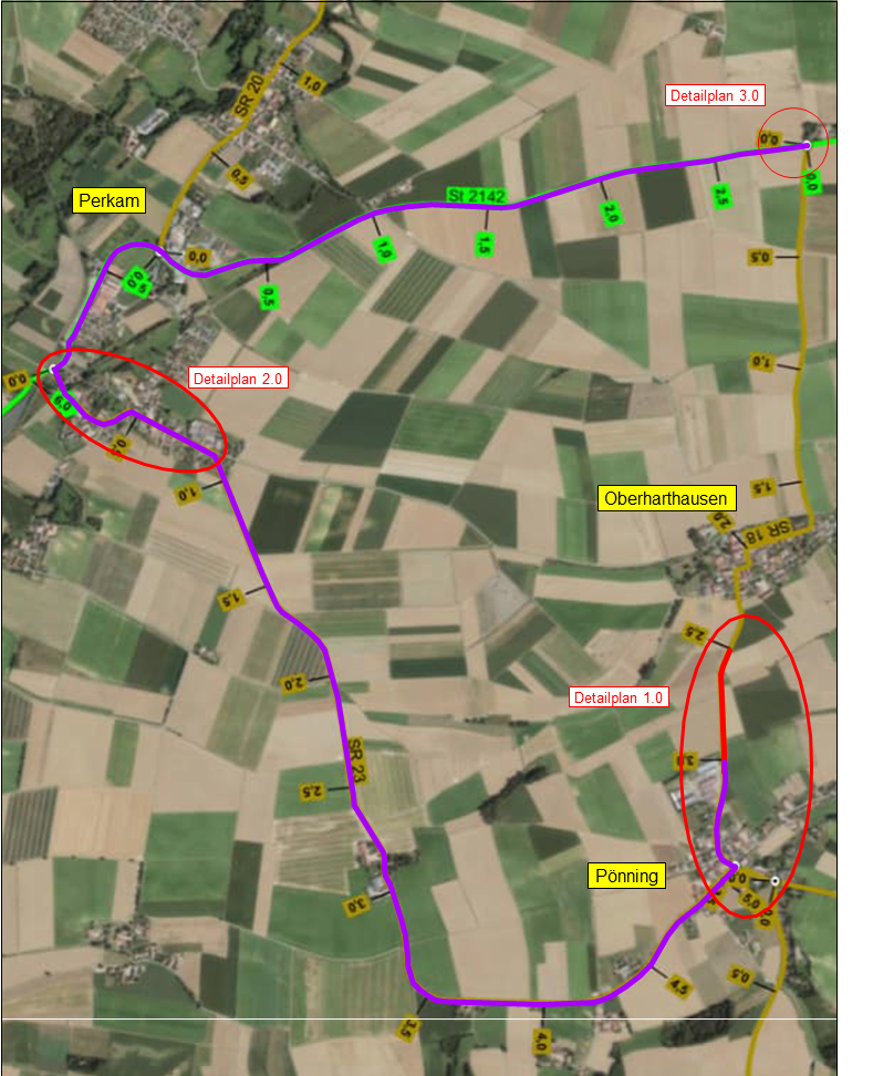 Kreisstraße SR 18 wegen Straßenbauarbeiten zwischen Pönning und Oberharthausen voll gesperrt