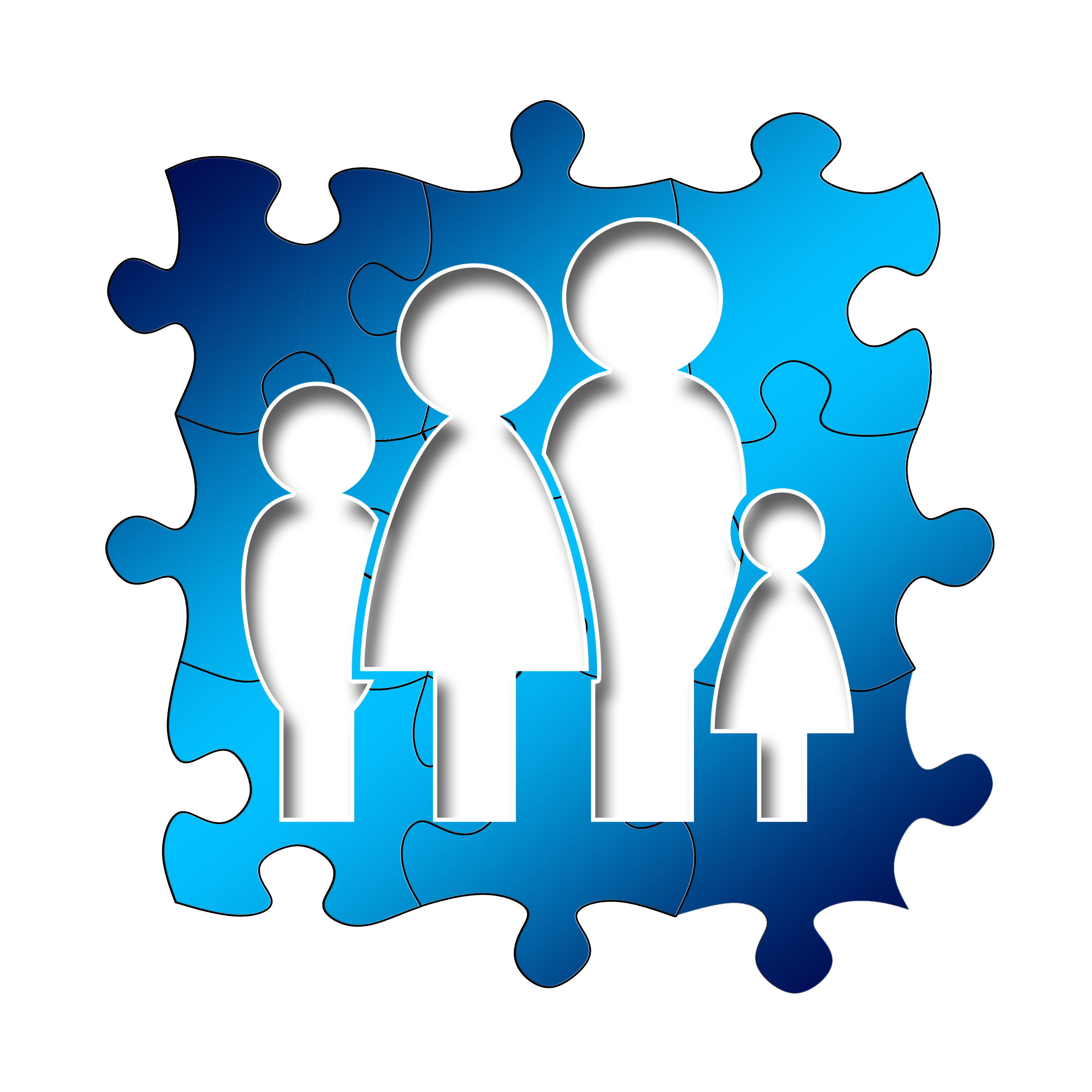 Symbolgrafik einer Familie als Puzzleteil