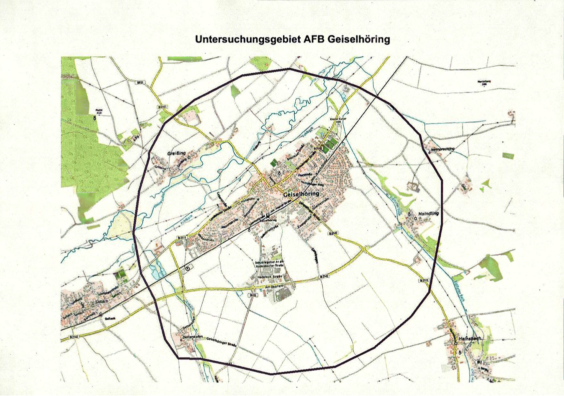 Das Untersuchungsgebiet in der Karte aufgezeigt