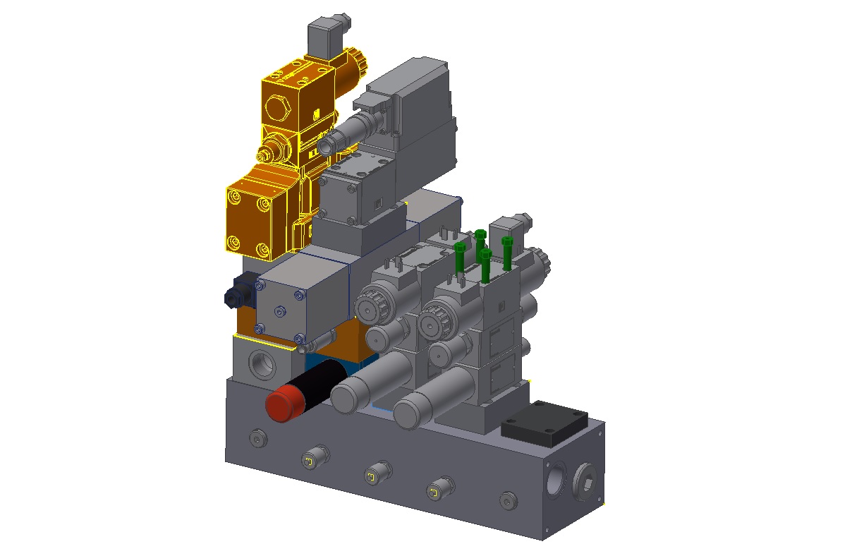 Konstruktionszeichnung Hydraulikverteiler